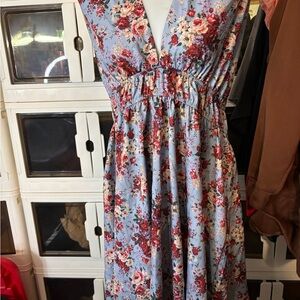 Floral Blue Dress 2xl